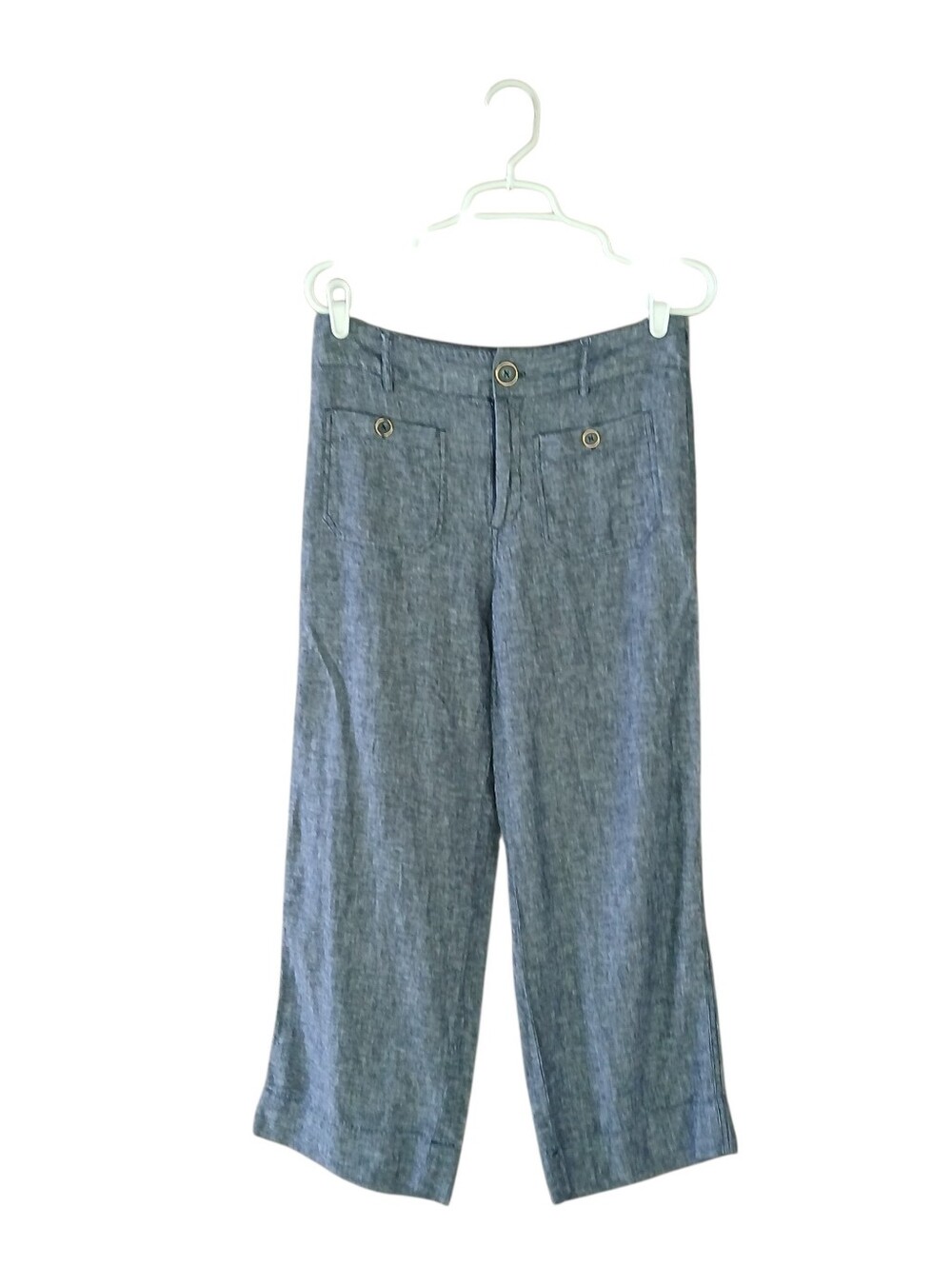 Zac & Rachel Chambray Blue High Waisted Wide Leg Euro Summer Linen loose Pants 8